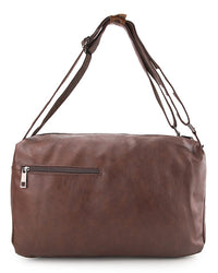 Distressed Leather Concept Duffel Bag - Dark Brown