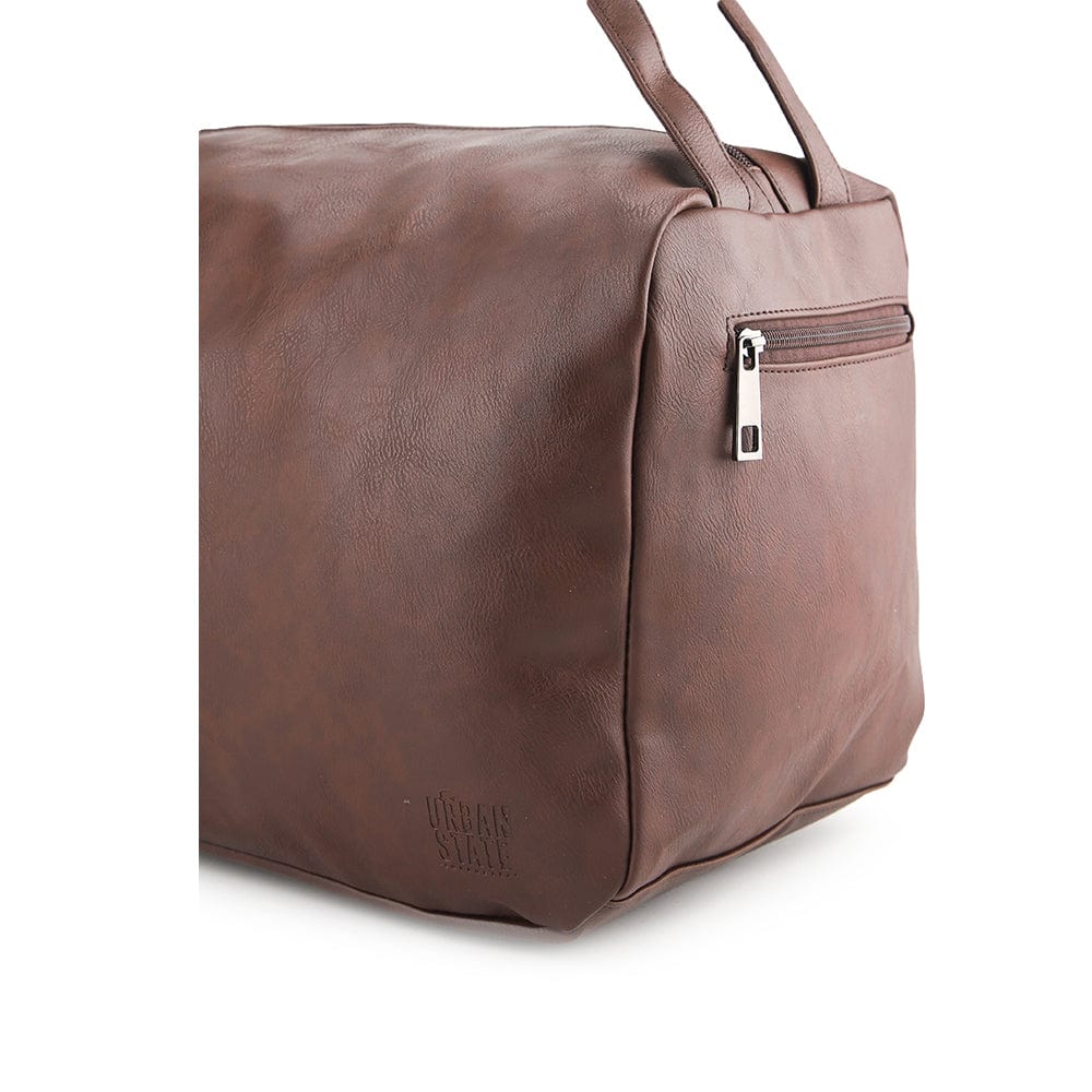 Distressed Leather Concept Duffel Bag - Dark Brown