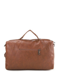 Distressed Leather Carry Duffel Bag - Camel