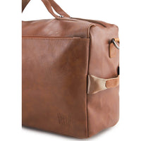 Distressed Leather Carry Duffel Bag - Camel