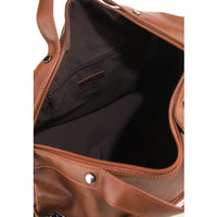 Distressed Leather Carry Duffel Bag - Camel