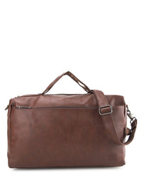 Distressed Leather Carry Duffel Bag - Dark Brown