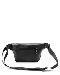 Distressed Leather Small Bumbag - Black