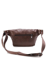 Distressed Leather Small Bumbag - Dark Brown