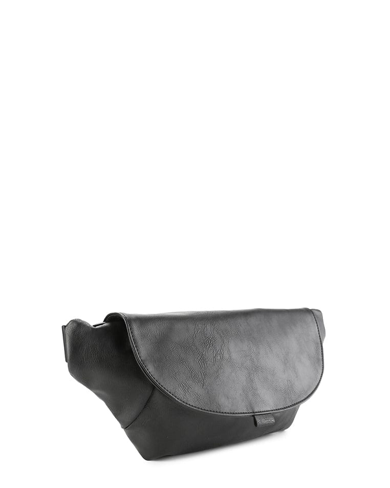 Distressed Leather Rogue Belt Bag - Black
