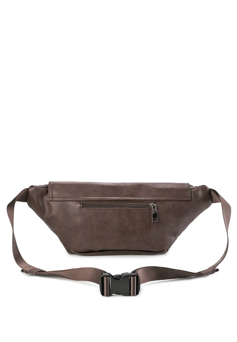 Distressed Leather Rogue Belt Bag - Dark Brown