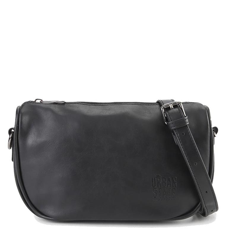 Distressed Leather Avenue Crossbody Bag - Black