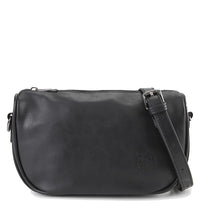 Distressed Leather Avenue Crossbody Bag - Black