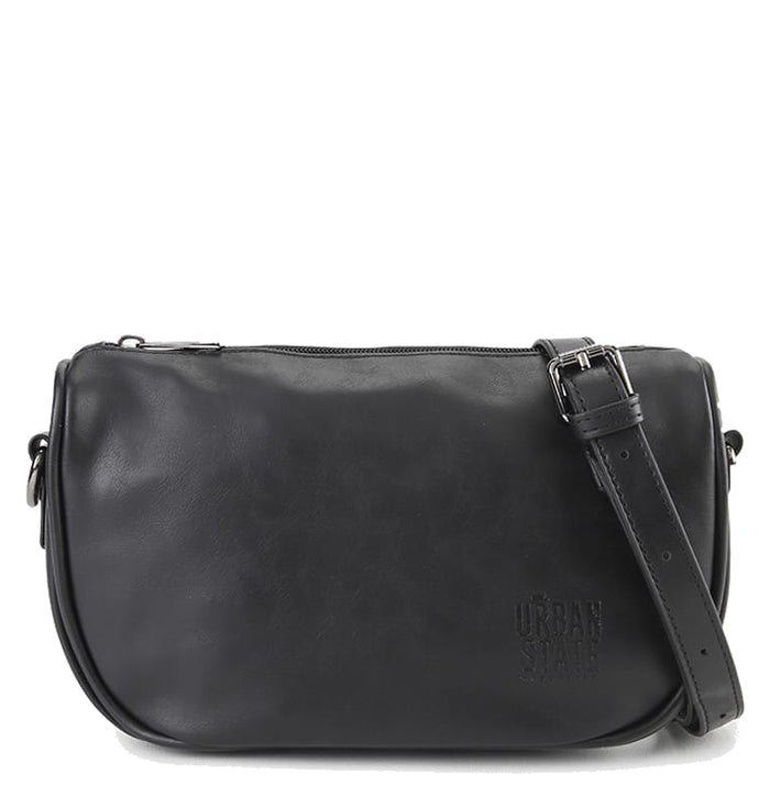 Distressed Leather Avenue Crossbody Bag - Black