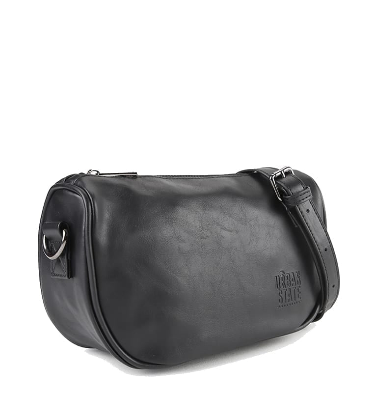 Distressed Leather Avenue Crossbody Bag - Black