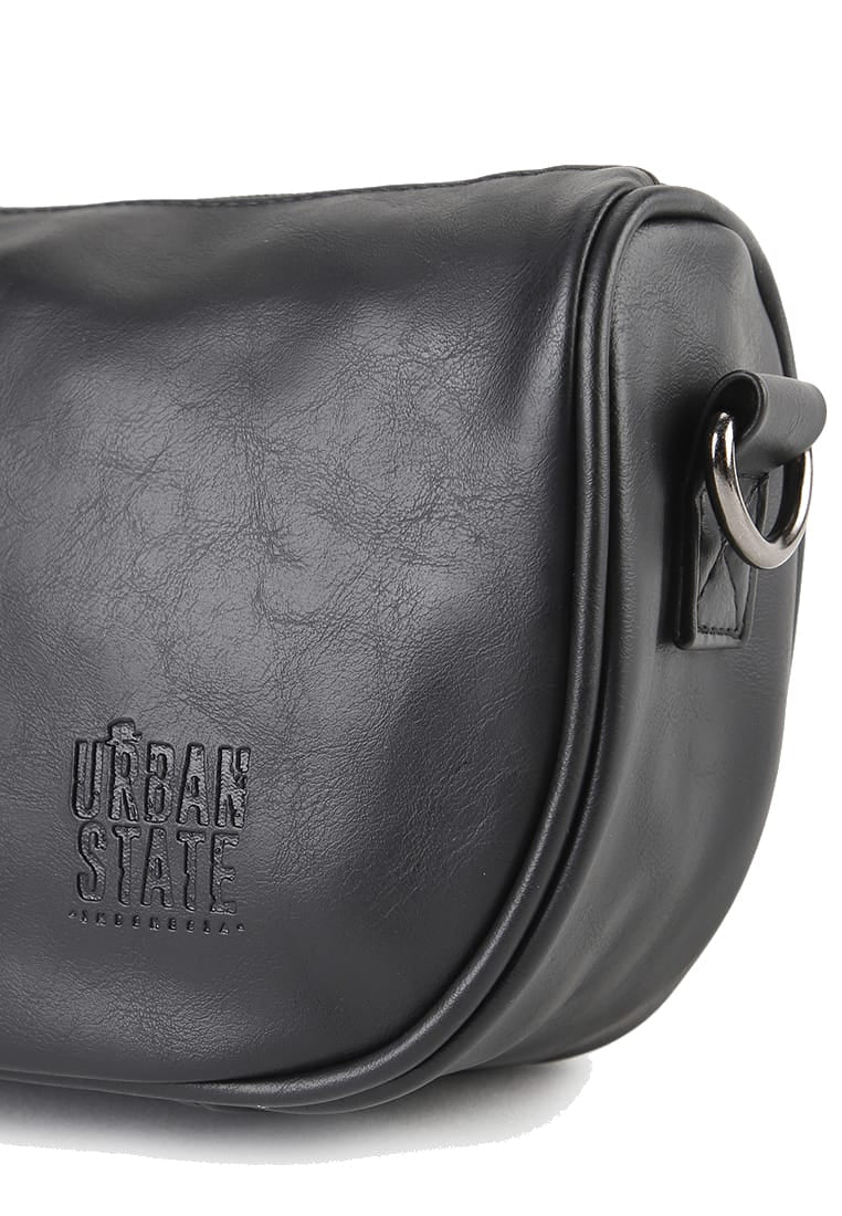 Distressed Leather Avenue Crossbody Bag - Black