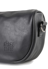 Distressed Leather Avenue Crossbody Bag - Black