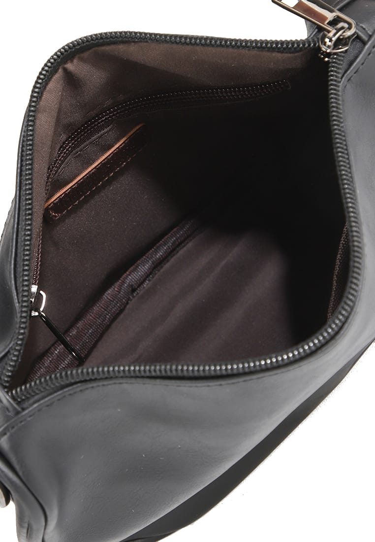 Distressed Leather Avenue Crossbody Bag - Black