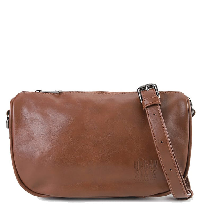 Distressed Leather Avenue Crossbody Bag - Camel