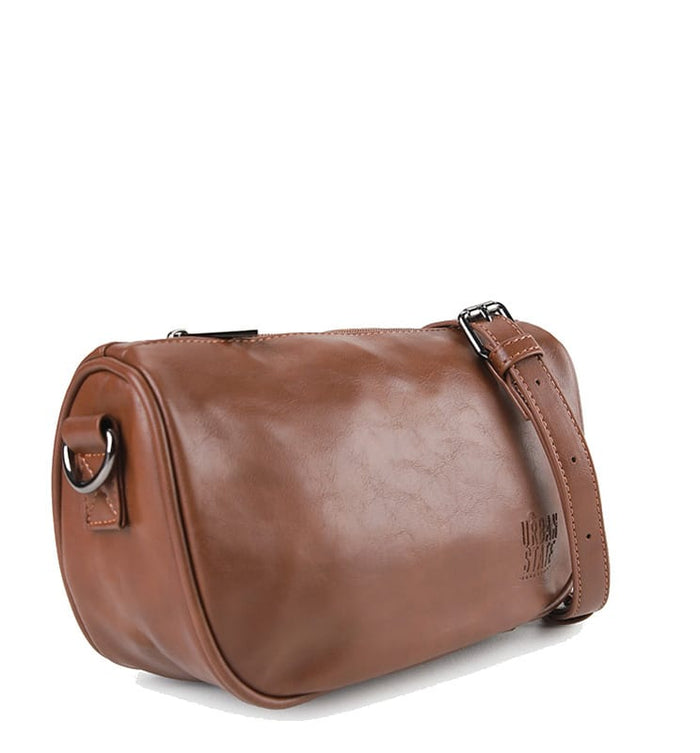Distressed Leather Avenue Crossbody Bag - Camel