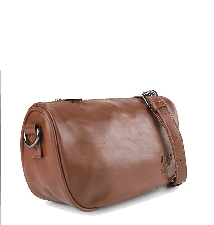 Distressed Leather Avenue Crossbody Bag - Camel