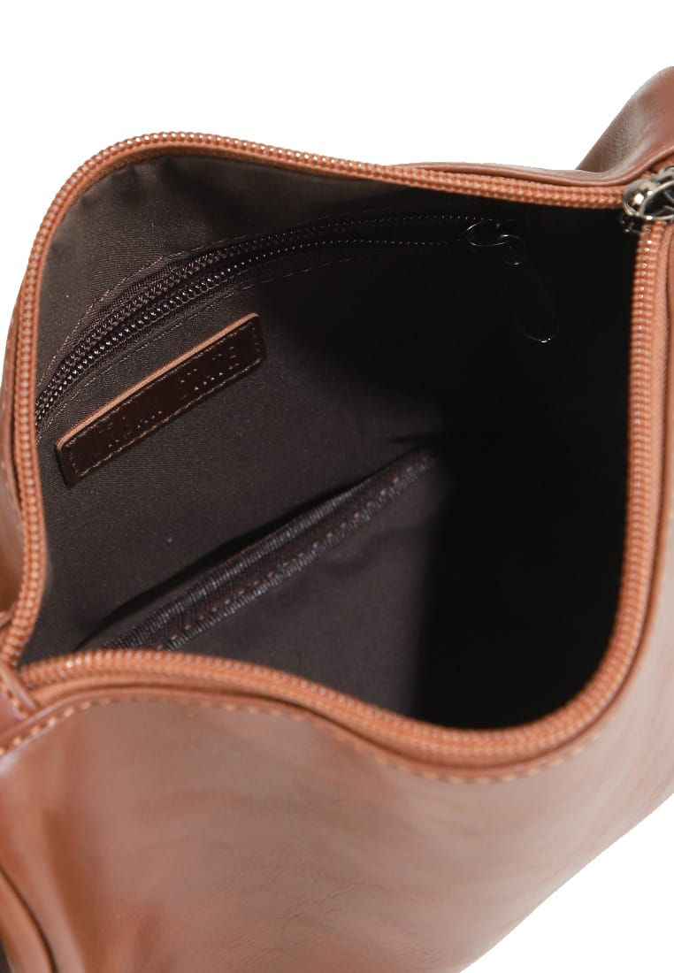 Distressed Leather Avenue Crossbody Bag - Camel