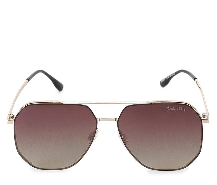 Polarized Stainless Frame Vintage Hexagon Aviator Sunglasses - Multi Gold