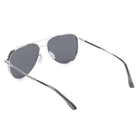 Polarized Stainless Frame Retro Aviator Sunglasses - Black Silver