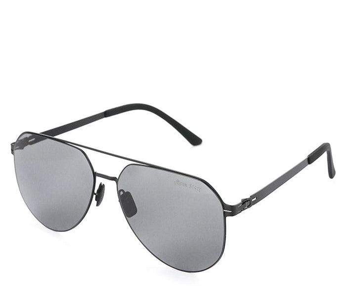 Polarized Stainless Frame Chase Aviator Sunglasses - Black Black
