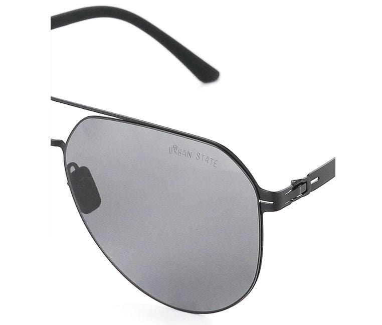 Polarized Stainless Frame Chase Aviator Sunglasses - Black Black