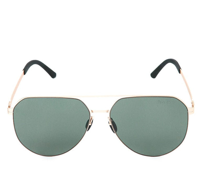 Polarized Stainless Frame Chase Aviator Sunglasses - Green Gold