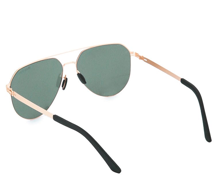 Polarized Stainless Frame Chase Aviator Sunglasses - Green Gold