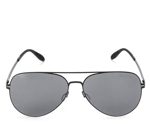 Polarized Stainless Frame Pilot Aviator Sunglasses - Black Black