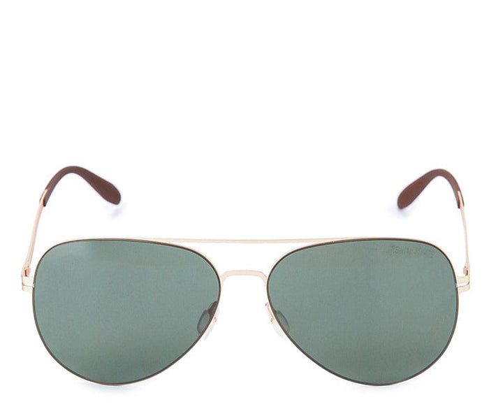 Polarized Stainless Frame Pilot Aviator Sunglasses - Green Gold