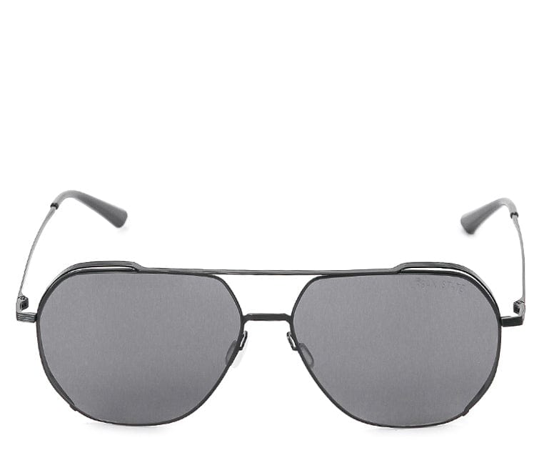 Polarized Stainless Frame Oversized Hexagon Aviator Sunglasses - Black Black