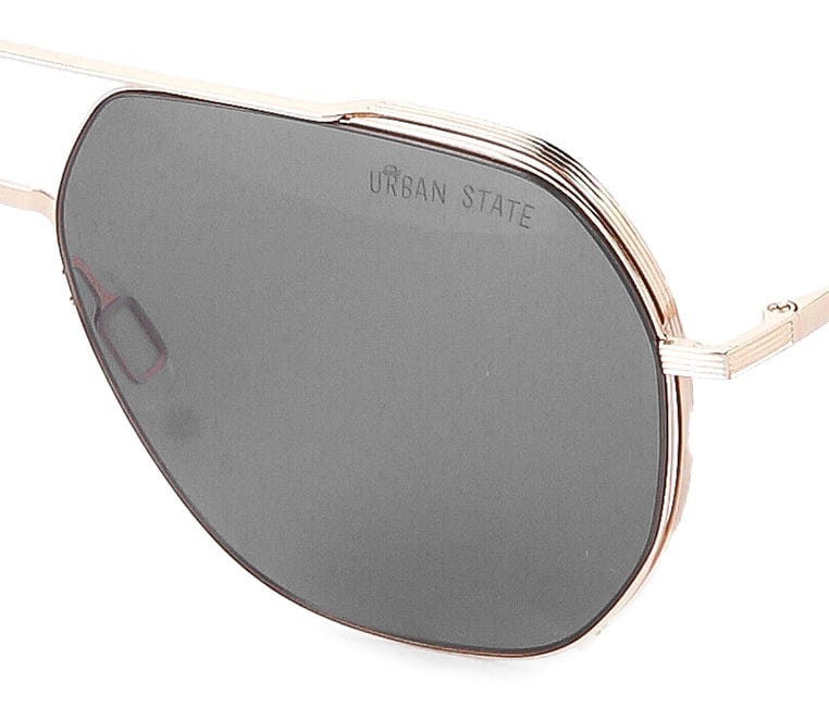 Polarized Stainless Frame Oversized Hexagon Aviator Sunglasses - Black Gold