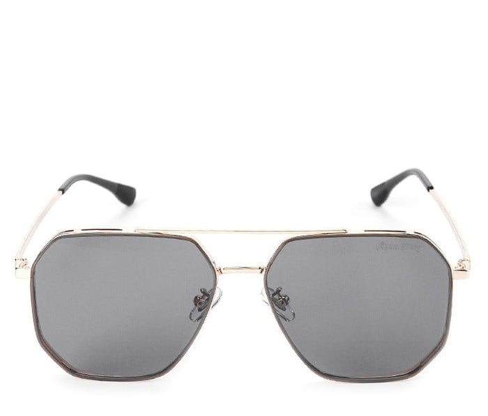 Polarized Stainless Frame Napoli Hexagon Aviator Sunglasses - Black Gold