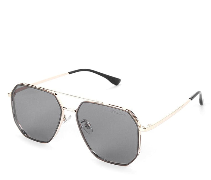 Polarized Stainless Frame Napoli Hexagon Aviator Sunglasses - Black Gold