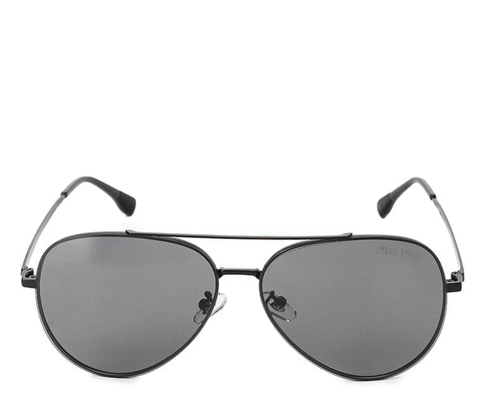 Polarized Stainless Frame Classic Aviator Sunglasses - Black Black