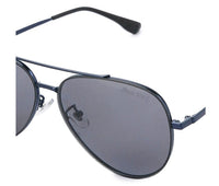 Polarized Stainless Frame Classic Aviator Sunglasses - Black Blue