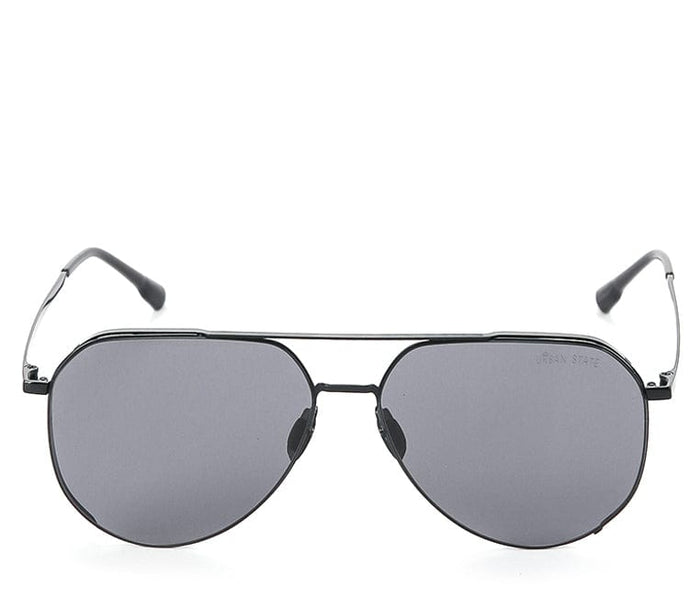 Polarized Stainless Frame Oversized Aviator Sunglasses - Black Black