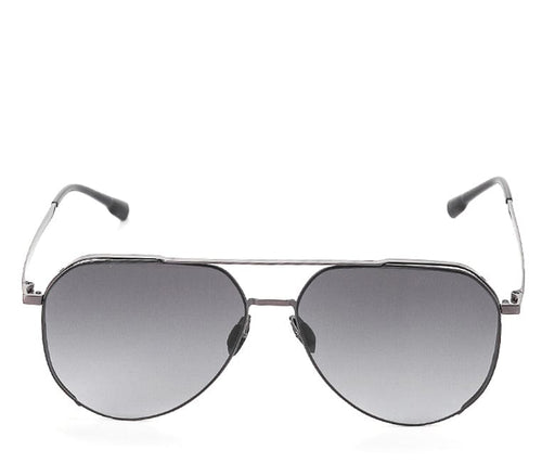 Polarized Stainless Frame Oversized Aviator Sunglasses - Black Silver