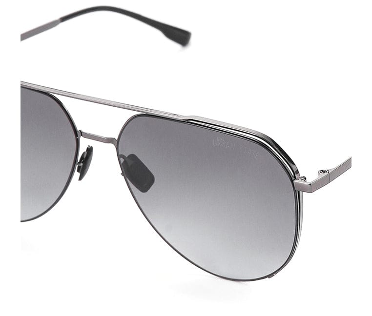Polarized Stainless Frame Oversized Aviator Sunglasses - Black Silver
