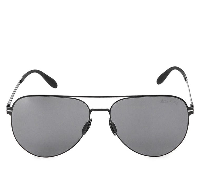 Polarized Stainless Frame Trendy Aviator Sunglasses - Black Black