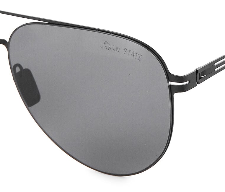 Polarized Stainless Frame Trendy Aviator Sunglasses - Black Black