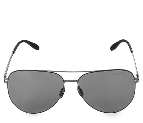 Polarized Stainless Frame Trendy Aviator Sunglasses - Black Silver