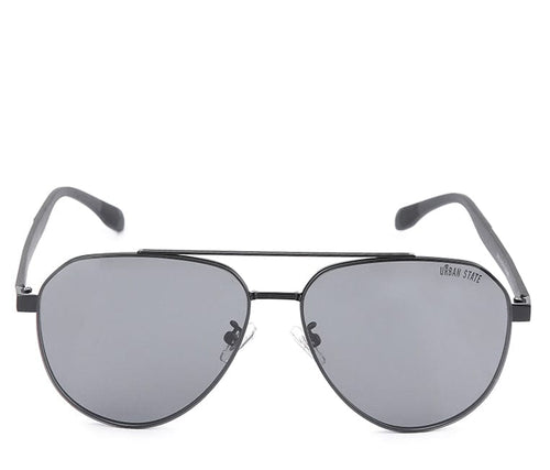 Polarized Stainless Frame Ace Aviator Sunglasses - Black Black