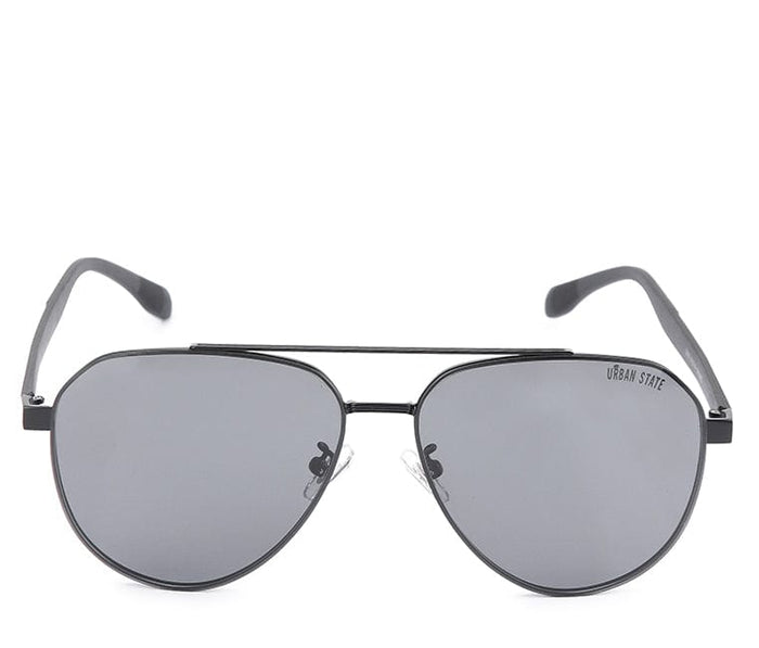 Polarized Stainless Frame Ace Aviator Sunglasses - Black Black