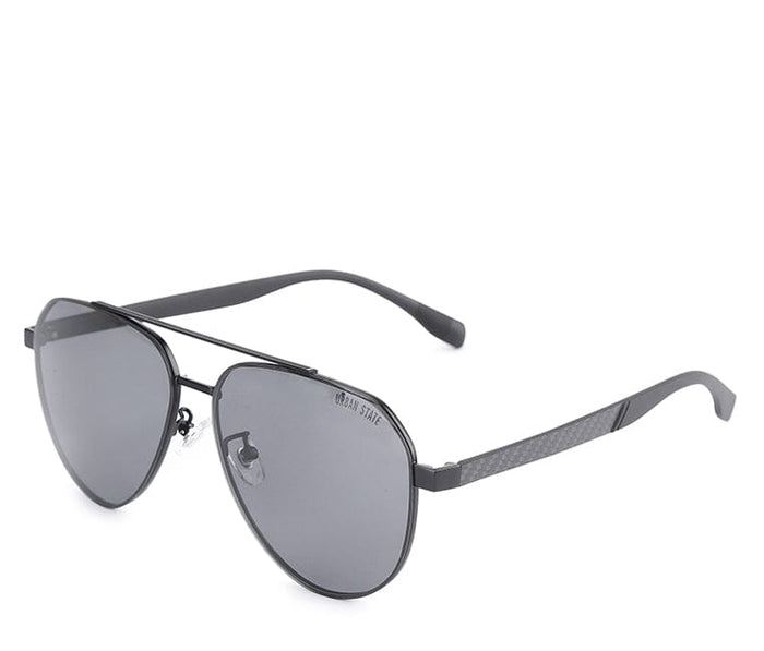 Polarized Stainless Frame Ace Aviator Sunglasses - Black Black