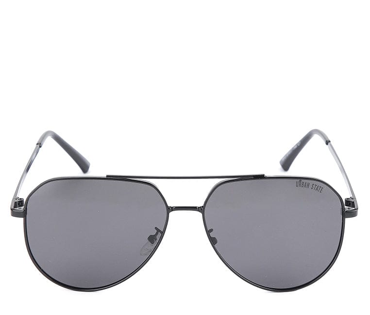 Polarized Stainless Frame Scout Aviator Sunglasses - Black Black