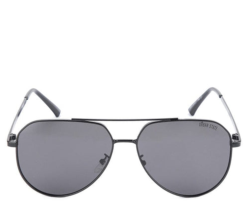 Polarized Stainless Frame Scout Aviator Sunglasses - Black Black