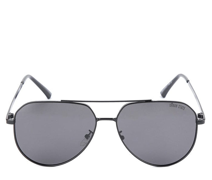 Polarized Stainless Frame Scout Aviator Sunglasses - Black Black