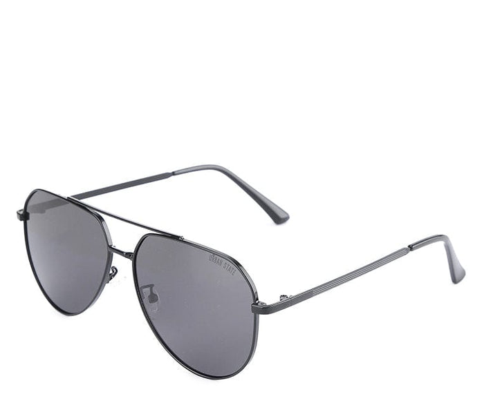 Polarized Stainless Frame Scout Aviator Sunglasses - Black Black