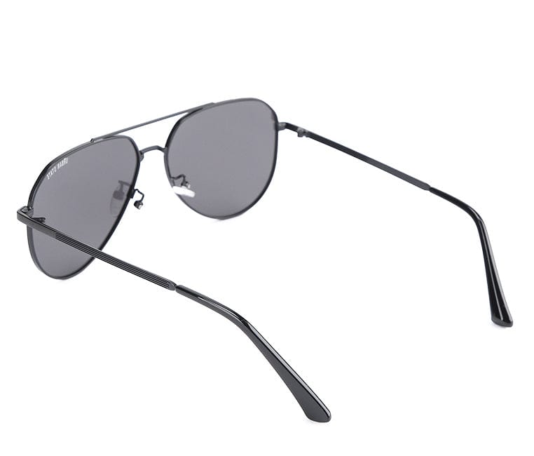 Polarized Stainless Frame Scout Aviator Sunglasses - Black Black