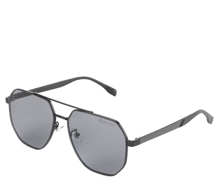 Polarized Stainless Frame OffDuty Aviator Sunglasses - Black Black
